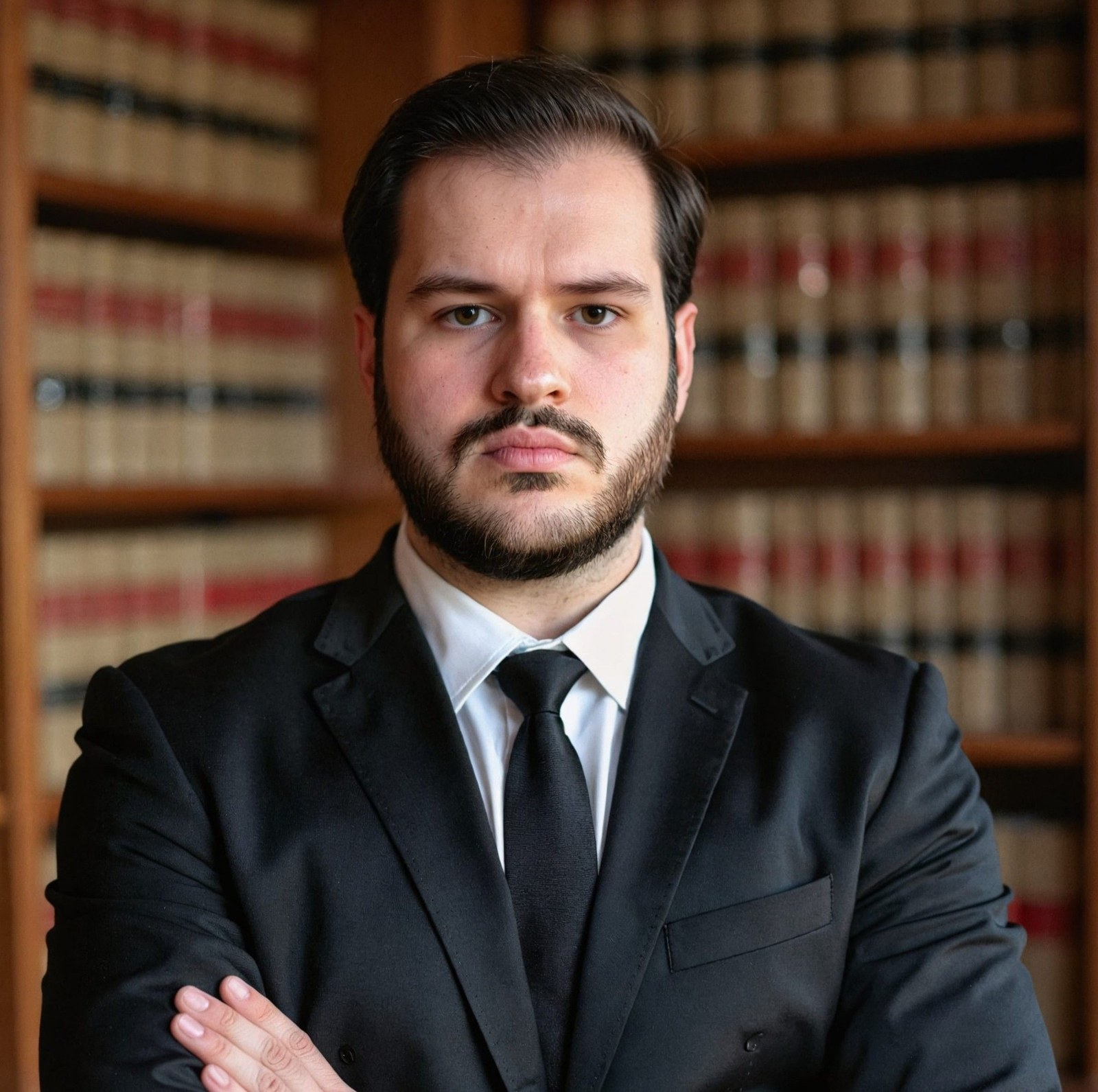 Jonathan M. Lee wearing a dark suit before a wall of law books